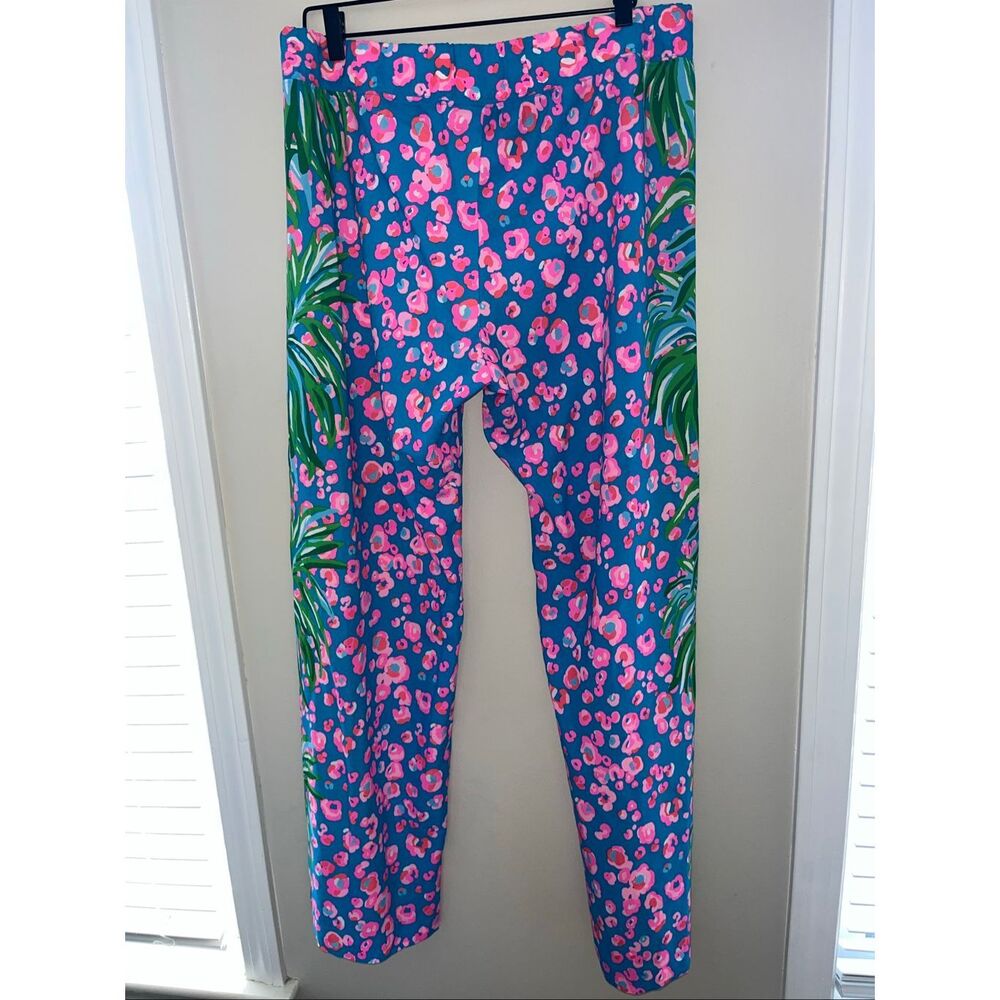 Lilly Pulitzer Blue Tropical Print Straight Leg Pants - Picture 4 of 4
